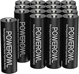 POWEROWL Akku AA 2800mAh AA Akku Wiederaufladbare 16 Stück (Geringe Selbstentladung, 1200 Zyklen)...