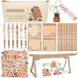 Capybara Schreibwaren-Set, süßes Capybara-Federmäppchen mit Gel-Tintenstiften, HB-Bleistiften,...
