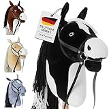 Hoofly® Hobby Horse Schwarz (Schecke) - Großes Steckenpferd für Kinder A3 mit Schraubstab/Pferde...