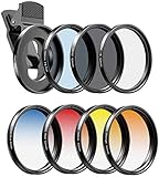 Apexel Filter-Kits für Handykameras, 52 mm, Farbverlaufsfilter (Blau, Gelb, Orange, Rot), CPL, ND32...