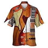 Herren Frühjahr/Sommer Mode Freizeit Sport Party Strand Lose Hawaii Gitarre Musik Druck Kurzarm...