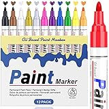 Permanent Marker Wasserfeste Stifte set: 12 Farben zum Steine Bemalen Permanent Marker Bunt...