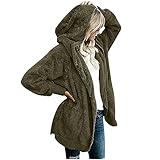 Guhmomh Teddy Fleecejacke Damen mit Kapuze Freizeit Sherpa Jacke Teddyjacke Einfarbige Fleece...