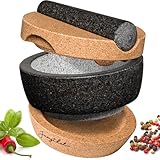 JUNGTHAL Mörser mit Stößel im Set | Granit | Korkbasis | Korkdeckel | XXL groß für Gewürze &...