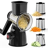 Vihoom Käsereibe mit Kurbel, Mandoline Gemüsehobel mit 3 Edelstahl Austauschbaren...