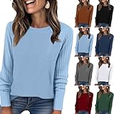 Guhmomh Langarmshirt für Damen Langärmelige Shirt Einfarbig Bluse Langärmliges Bekleidung Tuniken...