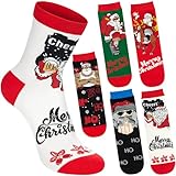 BRUBAKER 5 Paar Weihnachtssocken - Cooler Weihnachtsmann mit Mittelfinger, Bier, Muskeln und...