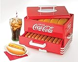 Salco Coca-Cola Hot Dog Dampfgarer und Brötchenwärmer im Diner-Stil, 24 Hot Dog Würstchen und 12...