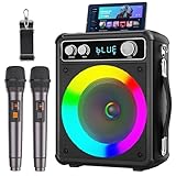 Tragbare Karaoke Maschine mit 2 Drahtlosen Mikrofone, Ankuka Bluetooth Lautsprecher Box für...