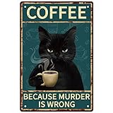 GLOBLELAND Kaffee Katze Vintage Metall Eisen Schild Plakette Poster Retro Metall Wand Dekorative...