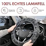 Walser Lammfell Lenkradbezug Anthrazit Lammfell, Winter Lenkradwärmer, Auto Lenkradschutz, Weicher...