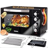 Minibackofen 45 Liter mit Glasfront und 2.000 Watt | Mini Backofen mit Umluft, Drehspieß und...
