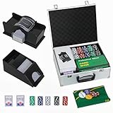 SPORTNOW Pokerkoffer abschließbar Pokerset mit Koffer 300 Chips Karten 5 Würfel Dealer Button...