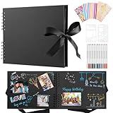 Fotoalbum Zum Selbstgestalten, 80 Schwarze Seiten Scrapbook Fotoalben, Diy Fotoalbum Selbst...