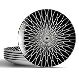 AYFDISHS Salatteller, 20,3 cm, schwarz-weiß, Gittermuster, Keramikteller, Schachbrettdesign für...
