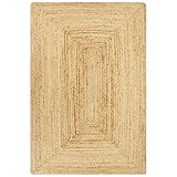 ILLUCIONE Rund Jute Teppich, Teppich Handgefertigt Jute Natur 80x160 cm Teppich Rund Wohnzimmer...