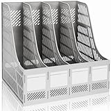 KXF Schreibtisch-Ordner, 4 Abschnitte, stabil, Kunststoff, Zeitschriftenhalter, Rahmen, Ordnerregal,...