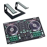 Roland DJ-202 2-Kanal 4-Deck USB-DJ-Controller mit keepdrum Laptopständer Schwarz