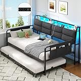 Brinlawb Schlafsofa mit Ausziehbett, Tagesbett 90x200(180x200) cm, Tagesbett Ausziehbar mit LED...