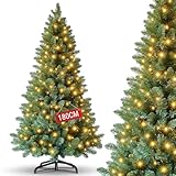 Weihnachtsbaum Künstlich mit Beleuchtung LED，180cm Tannenbaum Künstlich PVC mit...