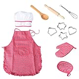 NIWWIN Chef Set Kinder Schürzen, 11 Stücke Kinder Kochen Spielen Küche Wasserdicht Backen für...