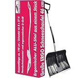 Große Schneeschaufel 46 cm breit mit ergonomischem Aluminium-Stiel und D-Griff Schneeschieber...