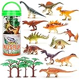 Mini Dinosaurier Figuren Set, 16 Stücke Realistische Kleine Dinosaurier Figur Dino Torten Deko...
