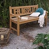 LEBENSwohnART Massive Teak Sitzbank LIEBLINGSPLATZ 150cm Gartenbank Holzbank Parkbank Teakbank Bank