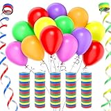 Septeamay 5 Rollen Luftschlangen Regenbogen + 30pcs Luftballons, Luftschlangen 4m mit je 18 Abrisse,...