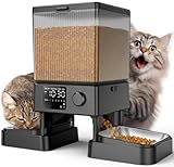 oneisall 5L Futterautomat Katze 2 Näpfe, Katzenfutter Automat mit einem Knopf, Einfache Bedienung,...