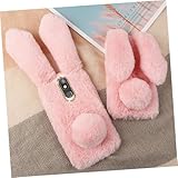 Kisangel Plüsch Hülle mit Kaninchenohren Warmes TPU Case mit Strass Kamera Rahmen Weiche...