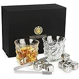Whisky Gläser Geschenkset, Kollea Whisky Steine Set mit 2 Whiskygläser 325 ML & 8...