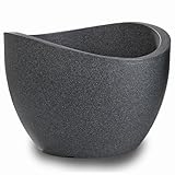 Scheurich Wave Globe, Pflanzgefäß aus Kunststoff, Schwarz-Granit, 30 cm Durchmesser, 22 cm hoch,...