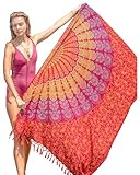 Mandala Life ART Rot Pareo Tuch Groß Mit Fringe Hochwertiger Rayon Strand Sarong Strandtuch Damen...