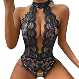 pitashe_Bekleidung Dessous-Set Damen Tiefer V-Ausschnitt Halfter Spitze Reizwäsche Negligee...