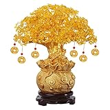 Oneroomone Reicher Baum, Geld Baum Feng Shui Bonsai, Gold Glücksbaum, für Zuhause, Büro,...