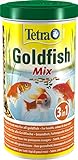 Tetra Pond Goldfish Fischfutter - 3in1 Mix mit Flocken, Sticks und Gammarus für alle Goldfische und...
