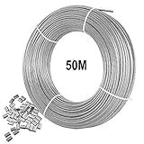 2 mm Drahtseil, 316 Edelstahldrahtkabel, 50 m langes Flugzeugkabel mit 25 teiliger...