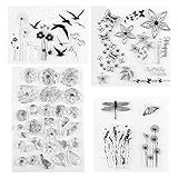 Silikonstempel Clear Stamp Set Vintage Silikon Stempelset Tiere Blumen und Blätter Frühling Sweet...