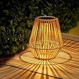 ZWOOS Solarlaterne für Außen Garten, Helle Solar Rattan Latern im Boho-Stil, Hängend/ Stehend,...