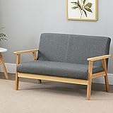 Dripex Sofa 2 Sitzer, Stoffsofa Couch Modern und Skandinavisch, Loungesofa aus Holz und Leinenstoff,...