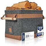 OAKAGE® Holzkorb für Kaminholz Groß [Schmutzabweisendes Innenfutter und Lederboden] Kaminholzkorb...