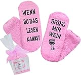 Wein-Socken, Geschenk für Frauen, WENN DU DAS LESEN KANNST BRING MIR WEIN, Geburtstagsgeschenk für...