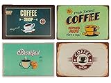 Bada Bing 4er Set Tischset Coffee Shop - Vintage Frühstücks Untersetzer im Retro-Look -...
