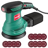 Exzenterschleifer, HYCHIKA 300W Schleifmaschine, 6 Gänge, Kabelgebunden mit 12 pcs Schleifpapier...