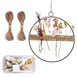 Heyu-Lotus Trockenblumen Kranz, Türkranz Trockenblumen Blumenkranz Deko Metallring Schwarz 20cm...