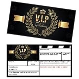 BREITENWERK 15er Karten-Set VIP EINLADUNG - Premium Einladungskarten zum Ausfüllen für VIP Party...