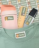 melu kids® Namensaufkleber für Kinder - Kleidung & Gegenstände (50 Stück) Kita/Schule -...