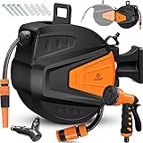 KESSER® Schlauchtrommel Wasser 30+2m Schlauchaufroller Inkl. 2-Wege-Verteiler + Multi-Handbrause...