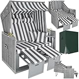 tectake® Strandkorb, Strandkorb Ostsee 2-Sitzer, verstellbare Rückenlehne, Volllieger mit...
